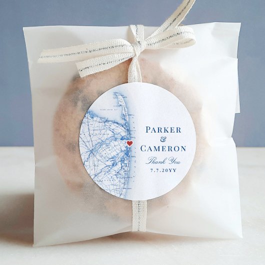 Zee Bright New Jersey kaart bruiloft gunst Ronde Sticker