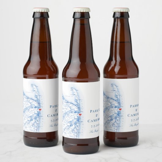 Zee Bright New Jersey Kaart Elegant Wedding Bier Etiket (Flessen)
