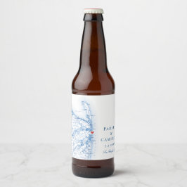 Zee Bright New Jersey Kaart Elegant Wedding Bier Etiket