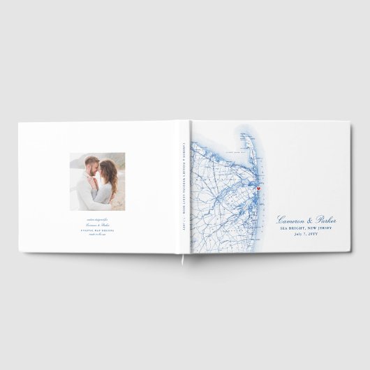 Zee Bright New Jersey Kaart Elegant Wedding Gastenboek (Volledig)