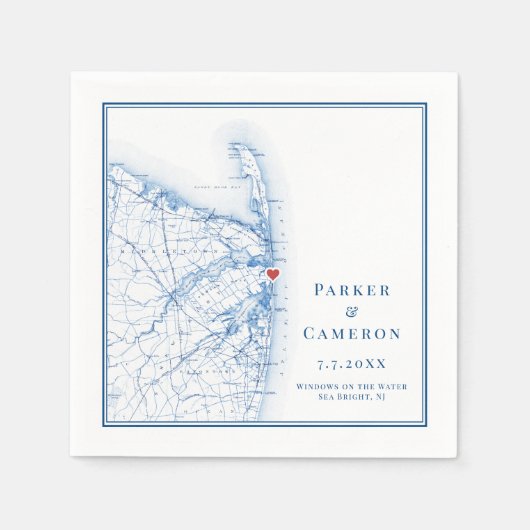 Zee Bright New Jersey Kaart Elegant Wedding Servet (Voorkant)