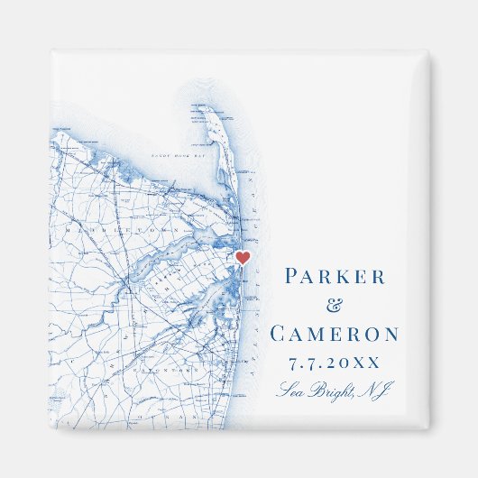 Zee Bright New Jersey kaart Elegante bruiloft guns Magneet (Voorkant)