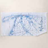 Zee Bright New Jersey kaart Navy Blue Strandlaken (Voorkant)