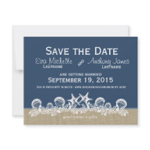 Zee Bruiloft Navy Blauwe Save the Date