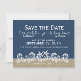 Zee Bruiloft Navy Blauwe Save the Date Kaart