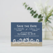 Zee Bruiloft Navy Blauwe Save the Date Kaart (Staand voorkant)
