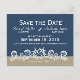 Zee Bruiloft Navy Blauwe Save the Date Kaart