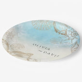 Zee bruiloft zomer blauw oceaan strand bruiloft papieren bordje (Gekanteld)