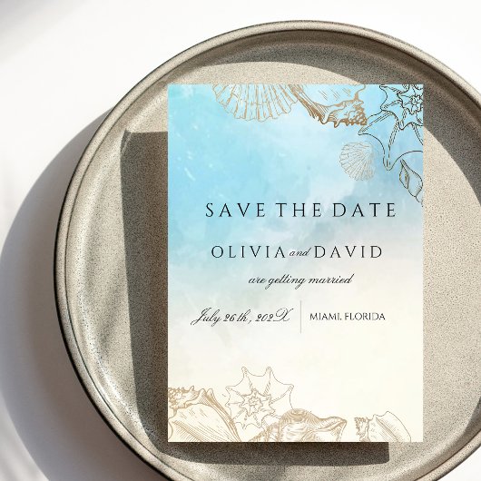 Zee bruiloft zomer blauw oceaan strand bruiloft save the date