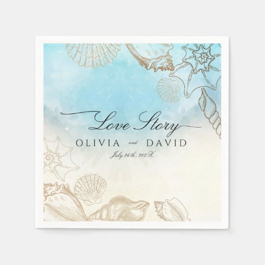 Zee bruiloft zomer blauw oceaan strand bruiloft servet (Voorkant)