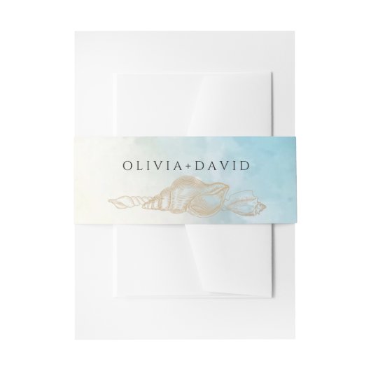 Zee bruiloft zomer blauw oceaan strand bruiloft uitnodigingen wikkel (Voorkant Voorbeeld)