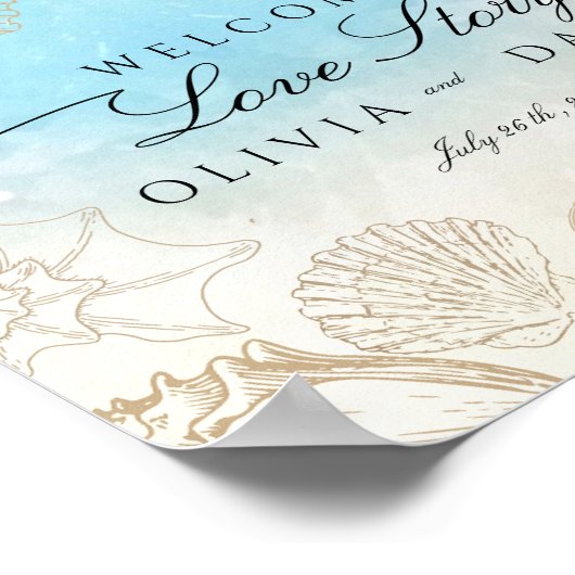 Zee Bruiloft Zomer Ocean Beach Welkomstbord Poster (Hoek)