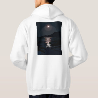 Zee capuchon schijnt onder de volle maan. hoodie