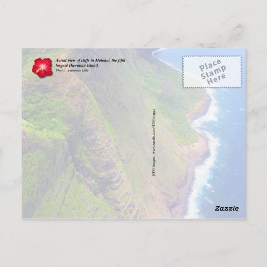 Zee Cliffs in Molokai, Hawaii Briefkaart (Achterkant)
