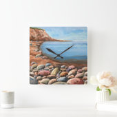 Zee Coast Rocky Cliffs Vierkante Klok (Huis)