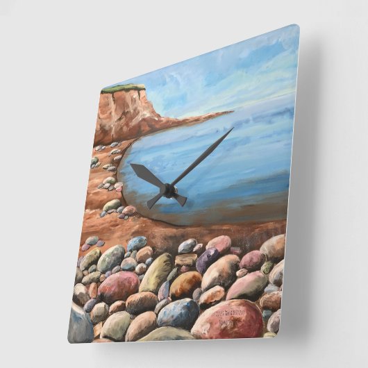 Zee Coast Rocky Cliffs Vierkante Klok (Hoek)
