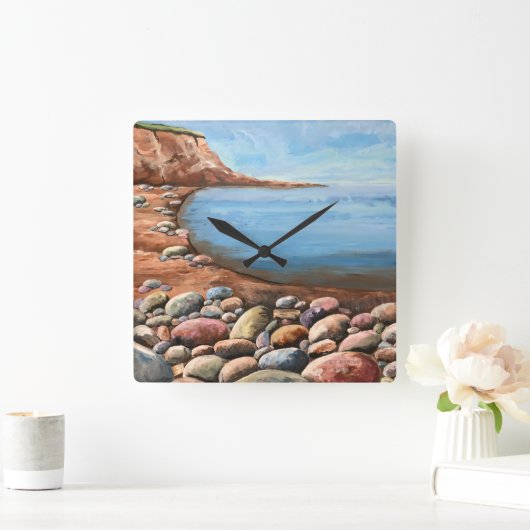 Zee Coast Rocky Cliffs Vierkante Klok (Huis)