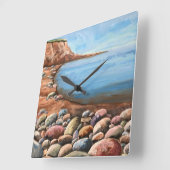 Zee Coast Rocky Cliffs Vierkante Klok (Hoek)