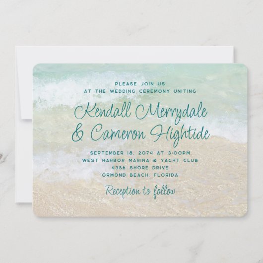 Zee Coastal Wedding Invitation Sjabloon Kaart (Voorkant)