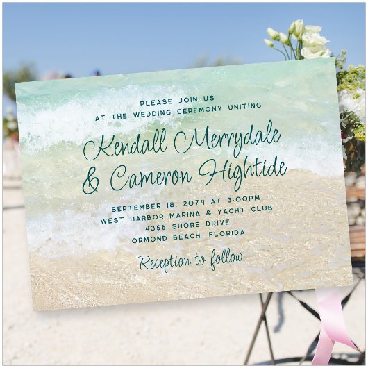 Zee Coastal Wedding Invitation Sjabloon Kaart