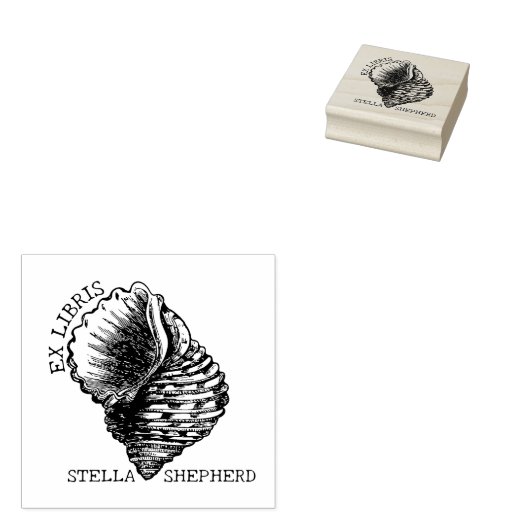 Zee Conch Boek Ex Libris Rubberstempel (Gestempeld)