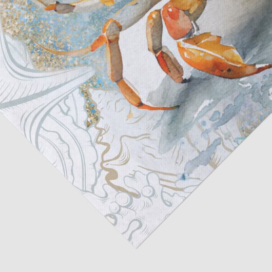 Zee Crab Shell Waterverf Tissuepapier (Detail)