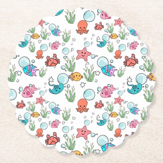 Zee Creature onderzetters, zee Creature Table Ware Kartonnen Onderzetters (Voorkant)