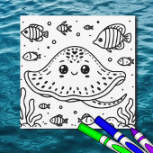 Zee Creature Stingray | Kleurplaat van kind Kaart