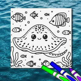 Zee Creature Stingray | Kleurplaat van kind Kaart