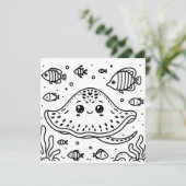 Zee Creature Stingray | Kleurplaat van kind Kaart (Staand voorkant)