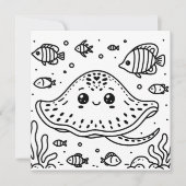 Zee Creature Stingray | Kleurplaat van kind Kaart (Voorkant)