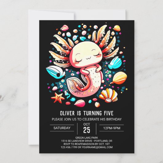 Zee Creatures Axolotl Whimsical Birthday Kaart (Voorkant)