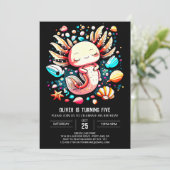 Zee Creatures Axolotl Whimsical Birthday Kaart (Staand voorkant)