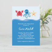 Zee Creatures Baby shower Invitation Kaart (Staand voorkant)
