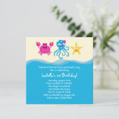 Zee Creatures Girl Birthday Invitation Kaart (Staand voorkant)