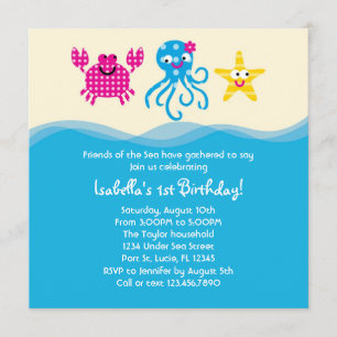 Zee Creatures Girl Birthday Invitation Kaart