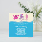 Zee Creatures Girl Birthday Invitation Kaart (Staand voorkant)