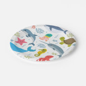Zee Creatures Naadloze Patroon Party Papieren Bordje (Gekanteld)