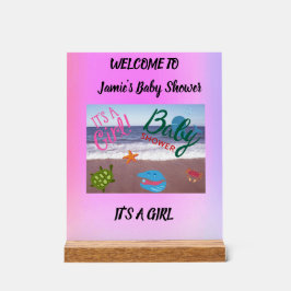 Zee Critters Baby shower Roze Achtergrond Acryl Bord