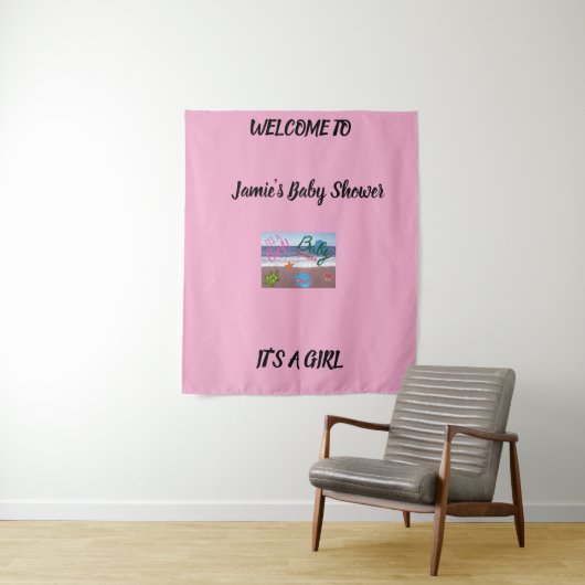 Zee Critters Baby shower Roze Achtergrond Wandkleed (In situ)