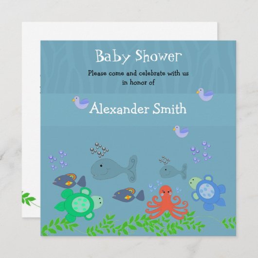 Zee Critters Baby shower Uitnodiging (Voorkant / Achterkant)