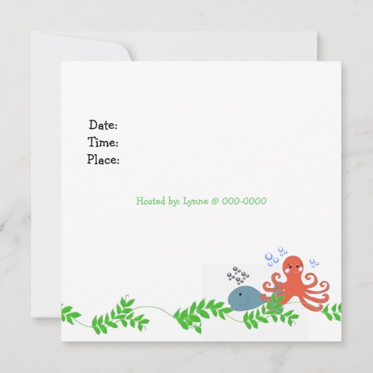 Zee Critters Baby shower Uitnodiging (Achterkant)