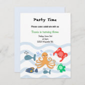 Zee Critters Birthday Party Invitation Kaart (Voorkant / Achterkant)