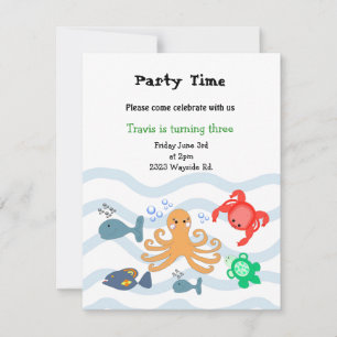 Zee Critters Birthday Party Invitation Kaart
