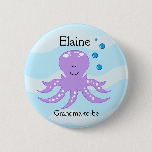 ZEE CRITTERS OCTOPUS NAME TAG Personalized Button (Voorkant)