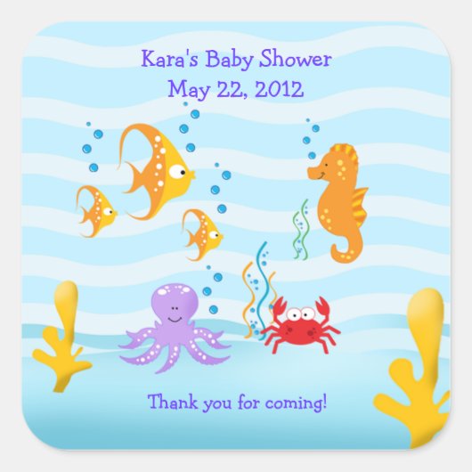 ZEE CRITTERS Onder Zee SQUARE Favor Sticker (Voorkant)