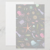 Zee Critters Patroon Briefpapier (Voorkant / Achterkant)