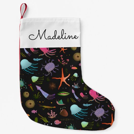 Zee Critters Patroon | Jouw namen toevoegen Kleine Kerstsok (Voorkant)