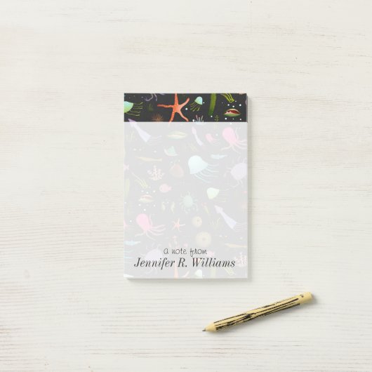 Zee Critters Patroon | Jouw namen toevoegen Post-it® Notes (Op bureau)