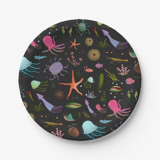 Zee Critters Patroon Papieren Bordje (Voorkant)
